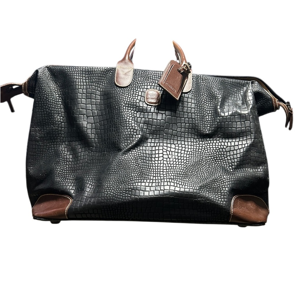 BRIC'S My Safari Large Black Pebbled Cargo Duffle Bag